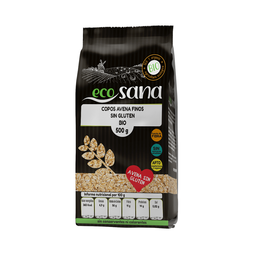 Copos Avena Finos Integrales Sin Gluten Bio – Ecosana – 500 g